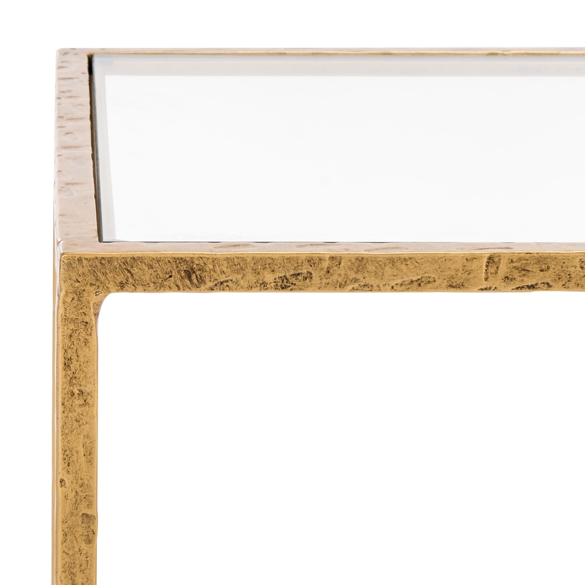 Tauri Metal Square Accent Table - Brass/Clear - Image 2