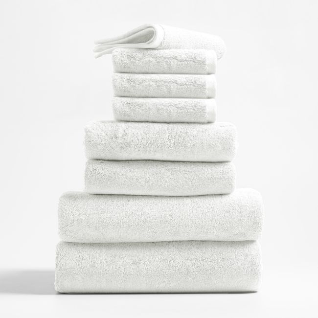 Organic Turkish Cotton White Towels, Set of 8 - Image 0