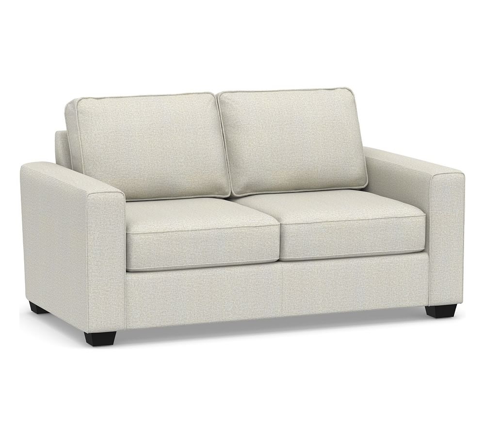 SoMa Fremont Square Arm Upholstered Loveseat 57", Polyester Wrapped Cushions, Performance Heathered Basketweave Dove - Image 0