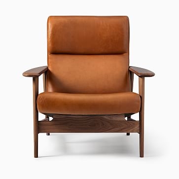 Midcentury Show Wood Highback Chair, Saddle Leather, Nut, Dark Walnut - Image 3
