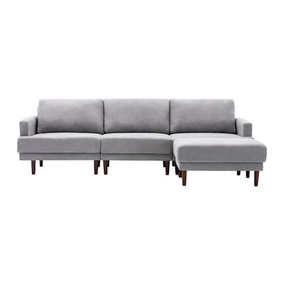 Convertible Combined Sleeper Fabric Sofa, L-Shaped Reclining Sofa With Wooden Legs, Fabric And Hardwood Frame Sectional Sofa - Image 0