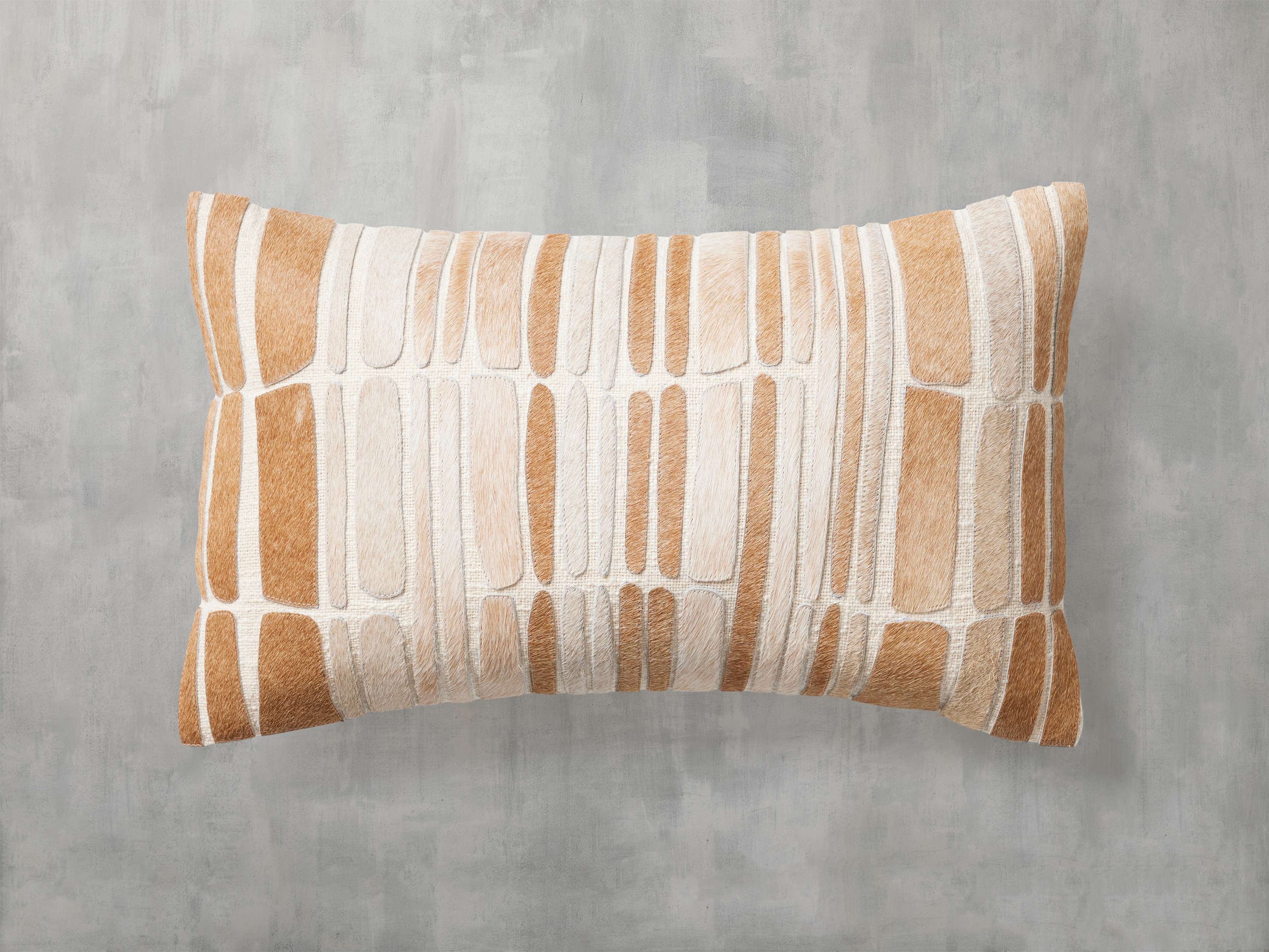 Pieced Hair On Lumbar Pillow Cover Hide in Natural - Image 0