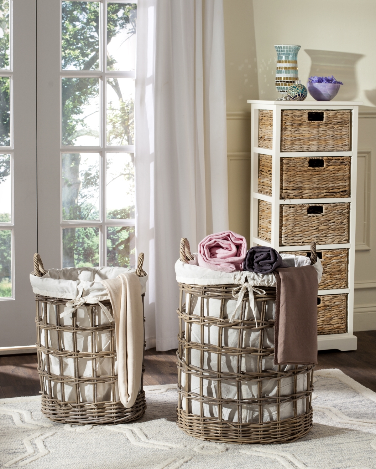 Adisa Set Of 2 Laundry Basket - Grey - Safavieh - Image 1