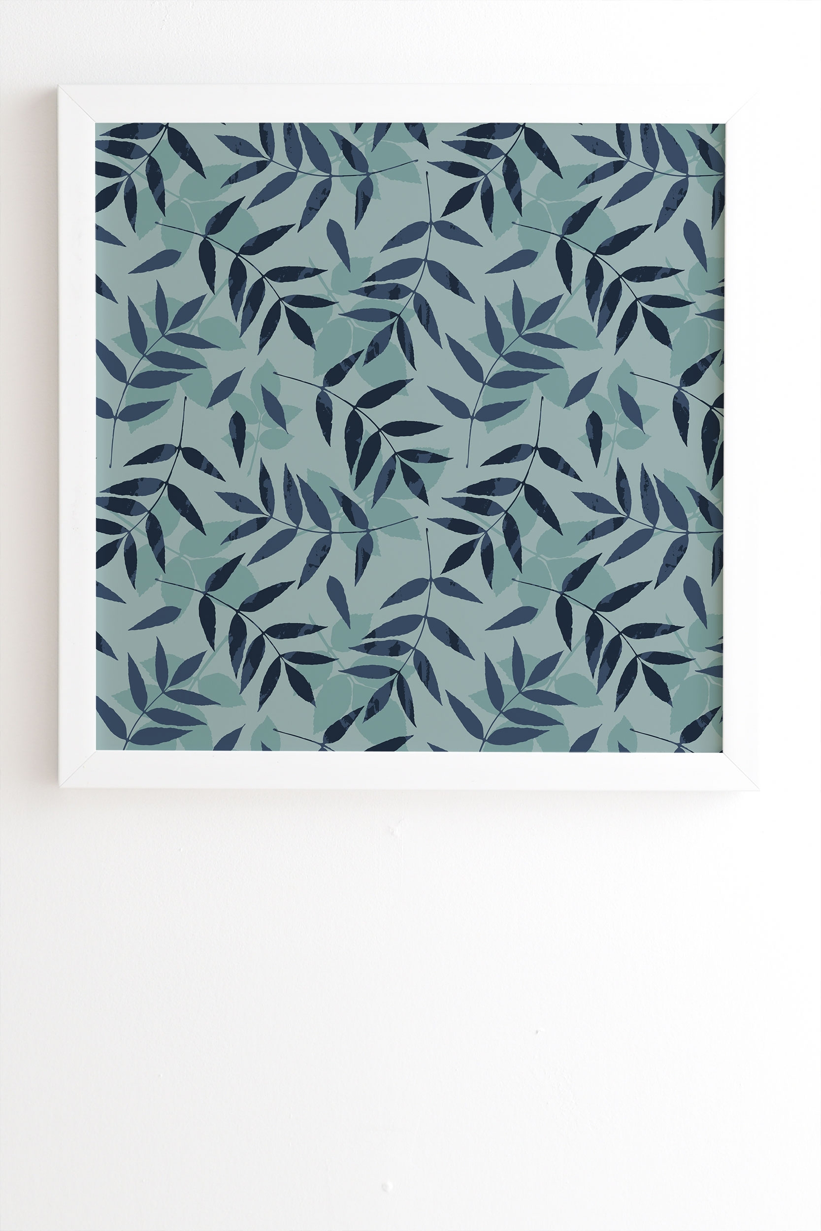 Leaves Scattered 1 by Mareike Boehmer - Framed Wall Art Basic White 8" x 9.5" - Image 1