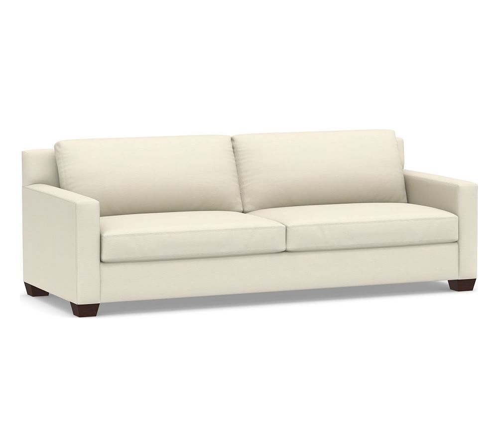 York Square Arm Upholstered Grand Sofa 95.5", Down Blend Wrapped Cushions, Park Weave Ivory - Image 0