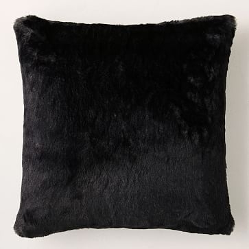 Faux Fur Chinchilla Pillow Cover, 20"x20", Black - Image 0