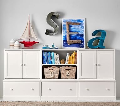 Cameron 1 Bookrack, 2 Cabinets & 3 Drawer Base Set, Simply White, In-Home Delivery & Assembly - Image 2