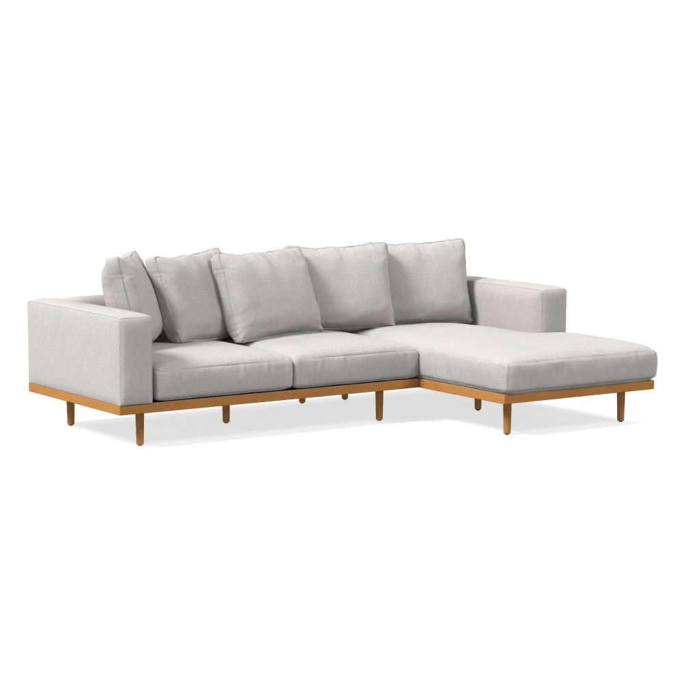 Newport Sectional Set 01: Left Arm Sofa, Right Arm Chaise Toss Back Cushion, Down, Performance Coastal Linen, Dove, Almond - Image 0
