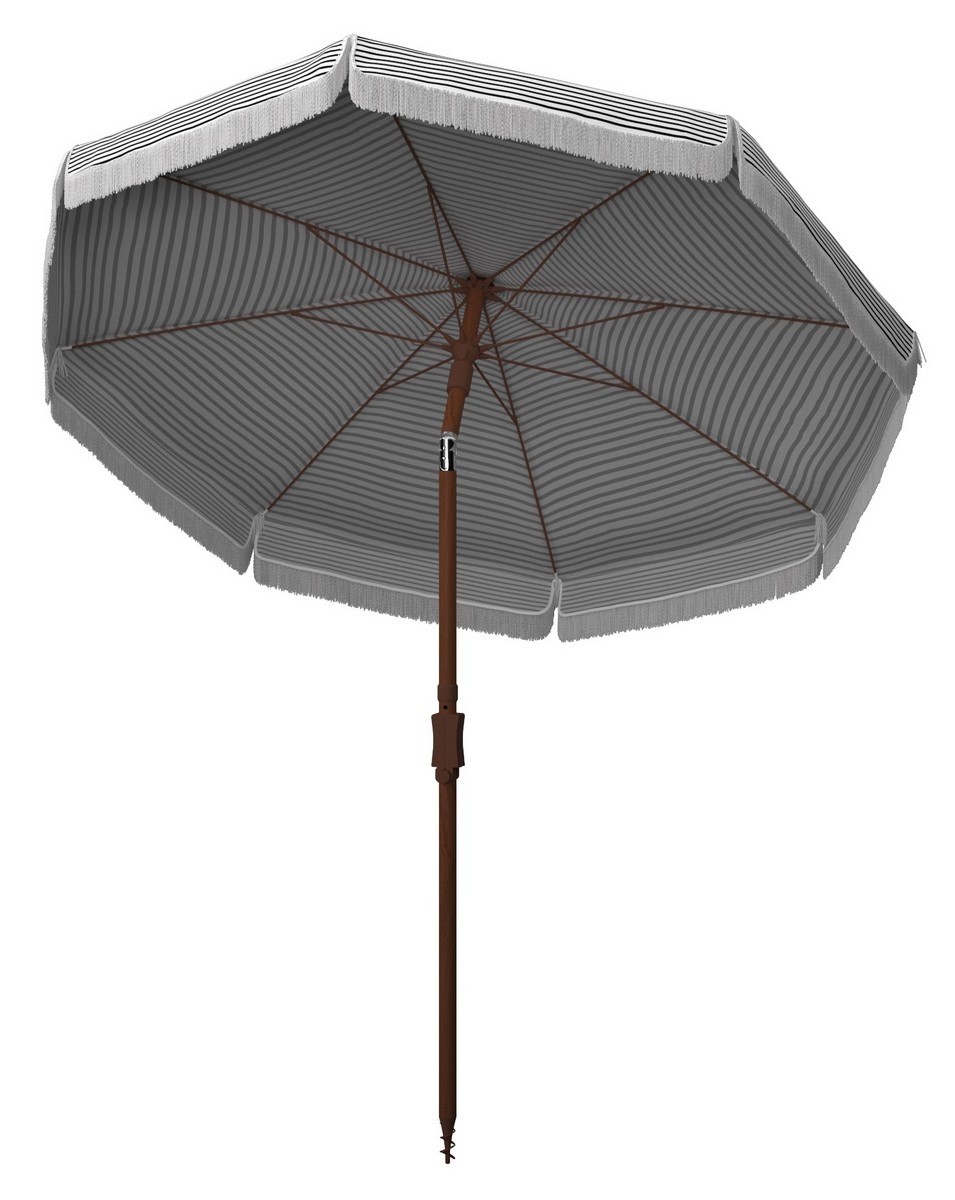 Copen 6.5' Beach Umbrella - Black/White - Safavieh - Image 2