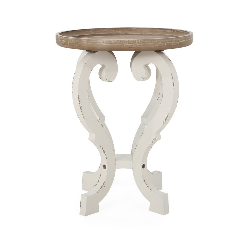 Tray Top End Table, Distressed White - Image 0