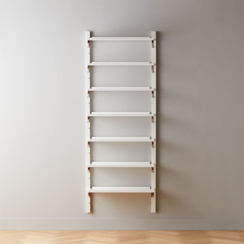 White High-Gloss Single Modular Wall Shelf 88" - Image 2