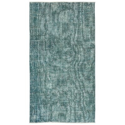 One-of-a-Kind Hand-Knotted 1960s Turquoise 3'2" x 7'2" Runner Area Rug - Image 0