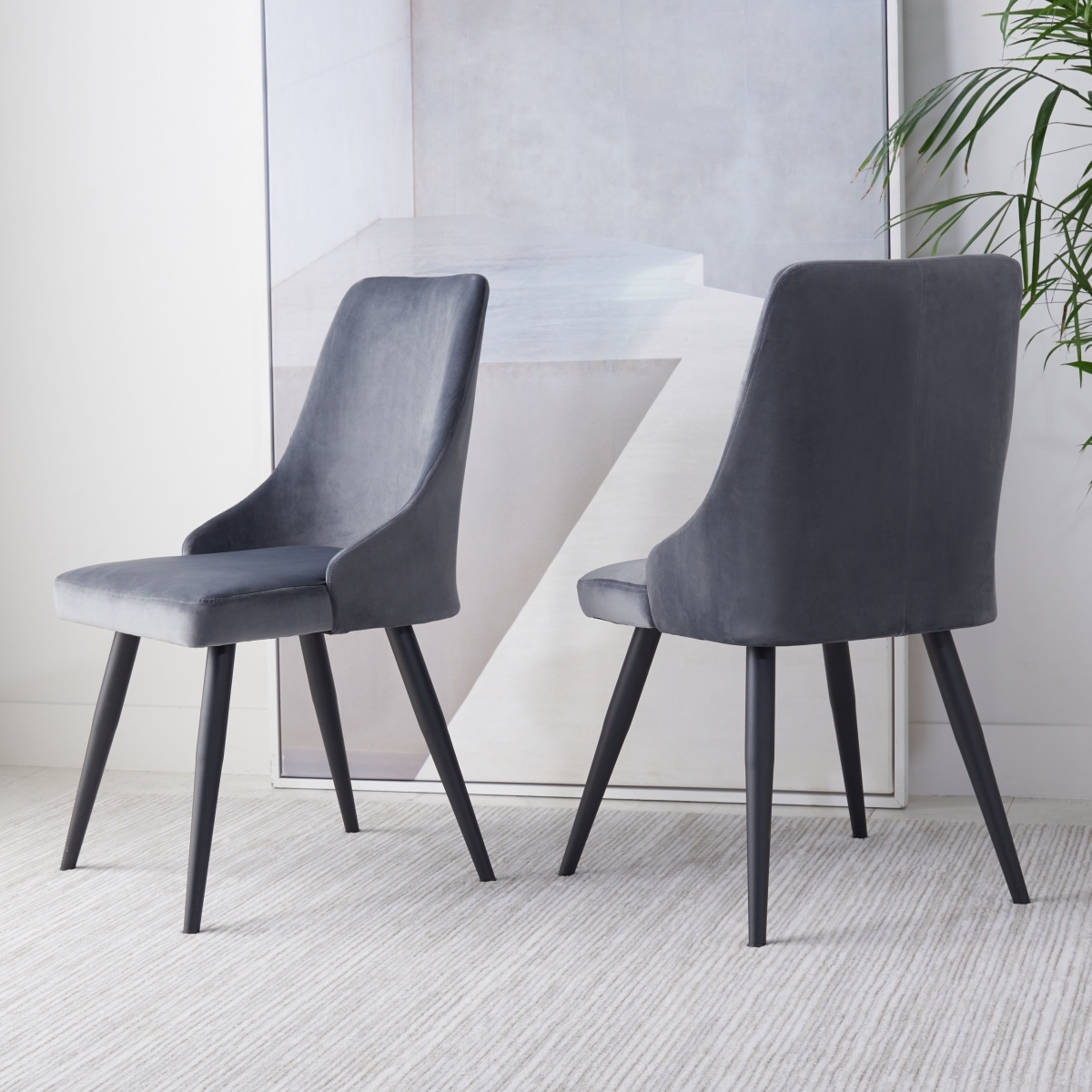 Zoi Upholstered Dining Chair - Slate Grey / Black - Safavieh - Image 1