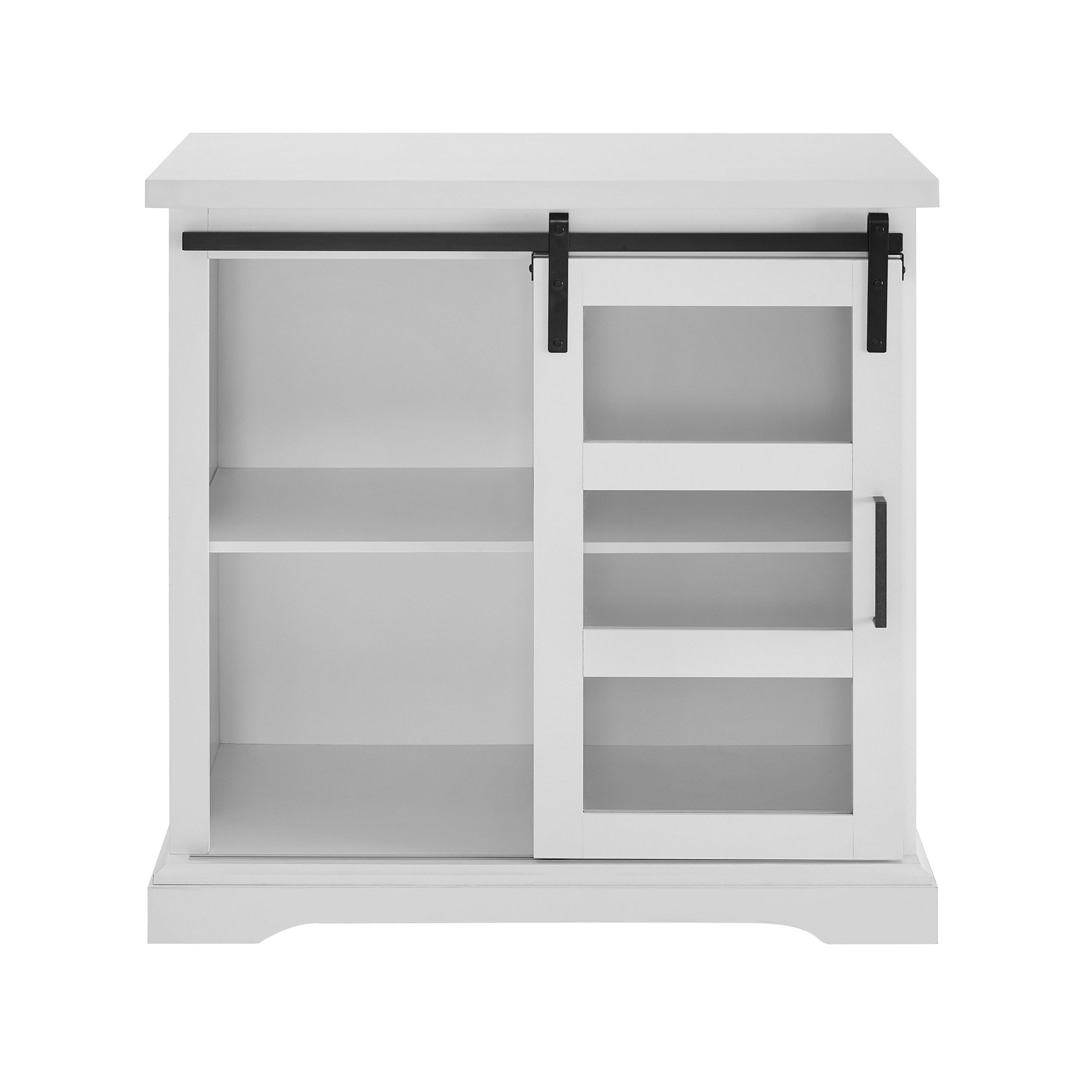 Alba 32" Sliding Glass Door Modern Accent Cabinet - Solid White - Image 1
