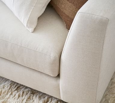 Ansel Upholstered Left Sofa Return Bumper Sectional, Polyester Wrapped Cushions, Performance Heathered Basketweave Dove - Image 1