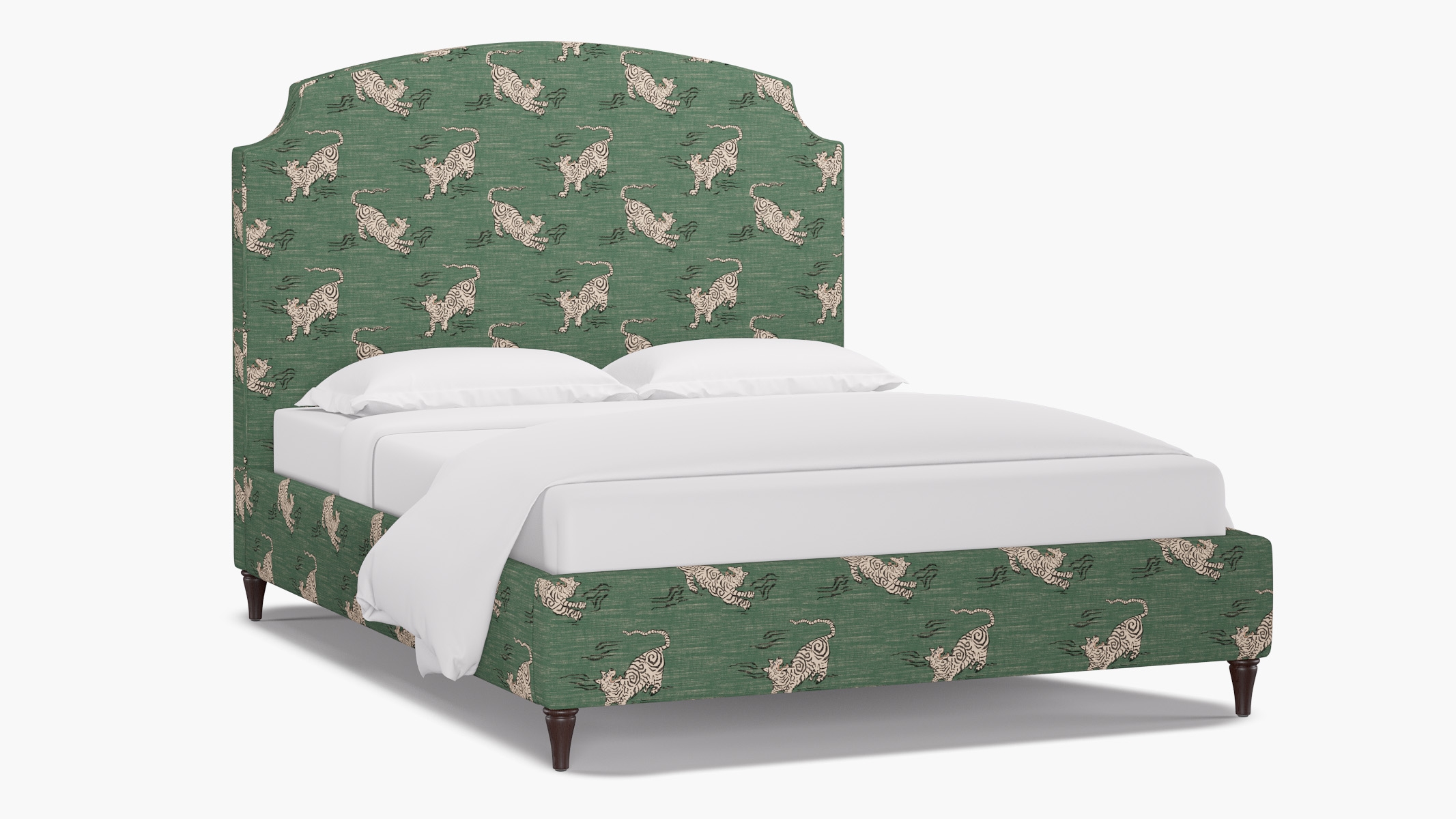 Cove Bed, Emerald Tigresse, Espresso Decorative Tapered Leg, King - Image 1
