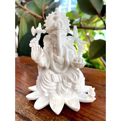 Kerim Lucky Ganesha Sitting On A Lotus Flower Figurine - Image 0