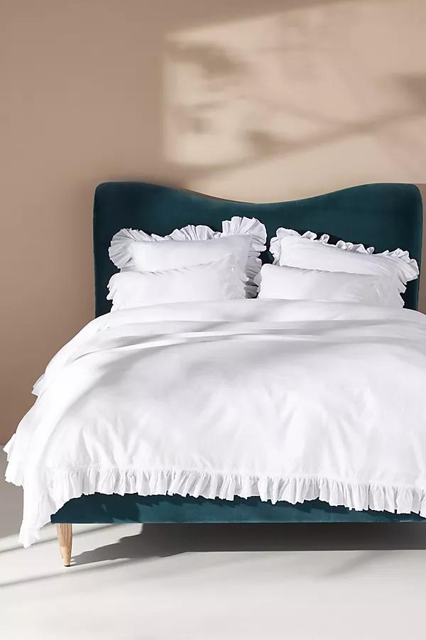 Organic Cotton Spa Sateen Ruffled Duvet Cover - Image 0