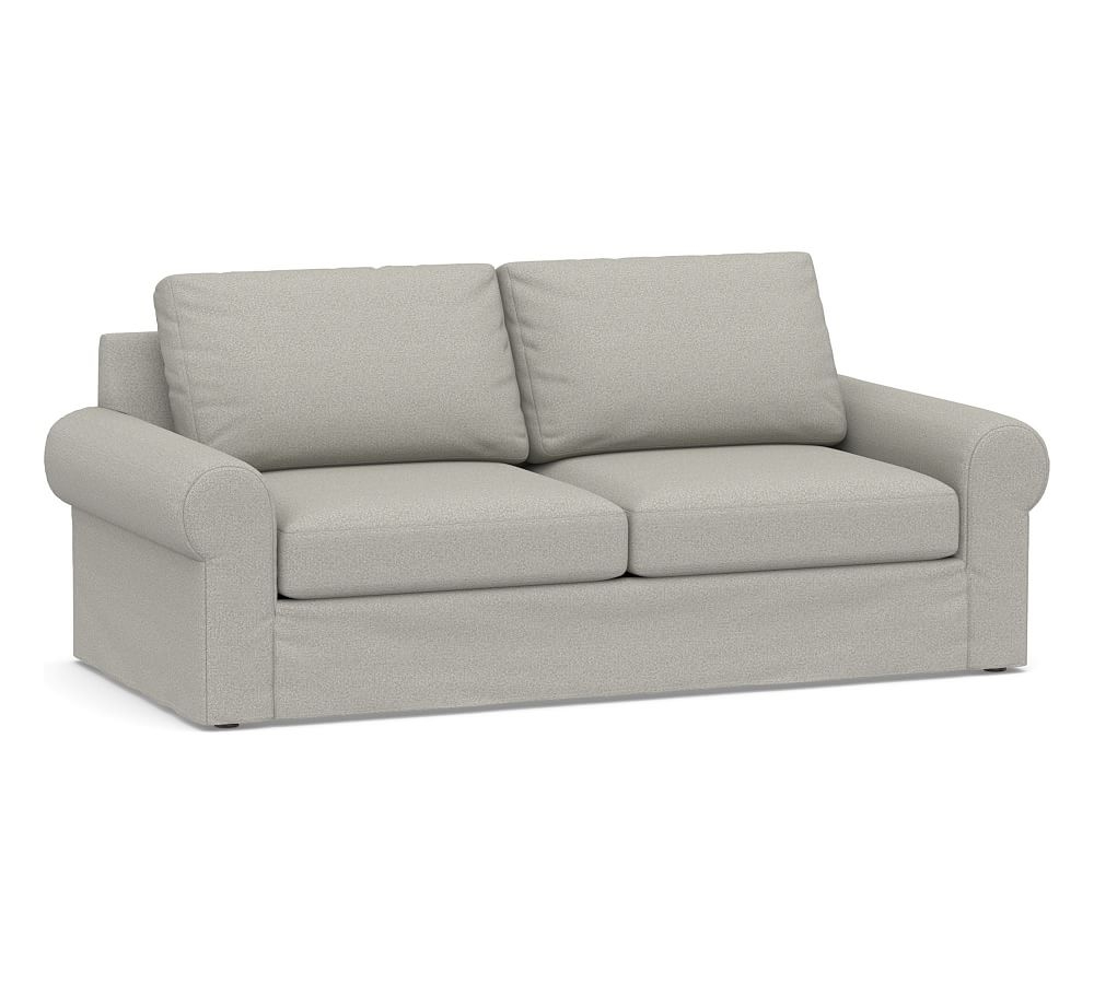 Big Sur Roll Arm Slipcovered Sofa 84", Down Blend Wrapped Cushions, Performance Boucle Pebble - Image 0