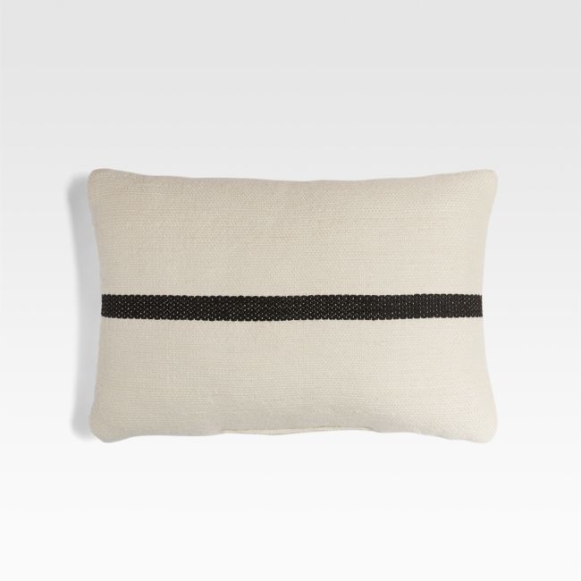Sela 20"x13" Stripe Black and White Outdoor Pillow - Image 0