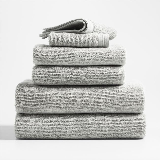 Antimicrobial Organic Cotton Ash Gray Bath Towels, Set of 6 - Image 0