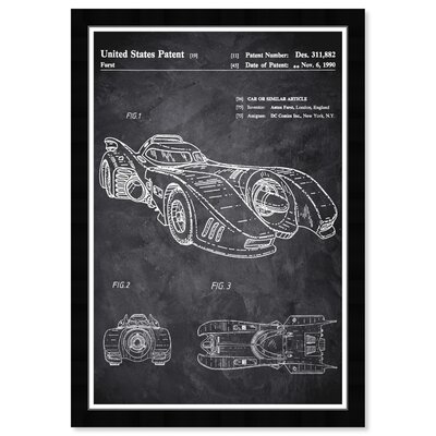17 Stories Prints 'Movies And TV Batmobile 1990 Chalkboard Action Movies' Framed Art Print - Image 0