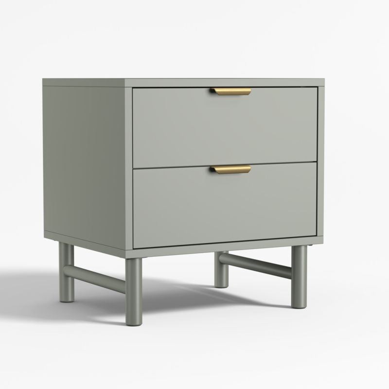 Classic Laurel Green Wood 2-Drawer Kids Nightstand - Image 3