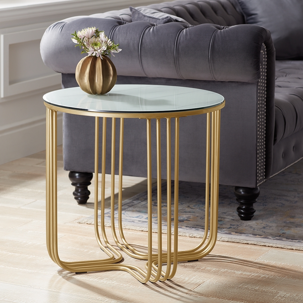Yuri Bronze Metal and Glass End Table - Image 0