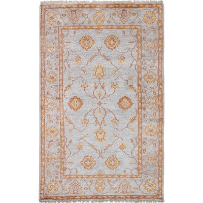 One-of-a-Kind Sepulveda Hand-Knotted Light Gray/Orange 5' x 8' Viscose Area Rug - Image 0
