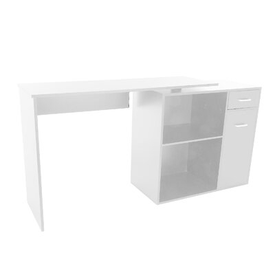 180° Rotating Corner Computer Desk L-Shaped Table Storage Shelf Drawer Combo - Image 0