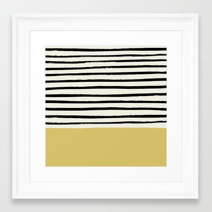 Daffodil Yellow X Stripes Framed Art Print by Leah Flores - Scoop White - X-Small-12x12 - Image 0