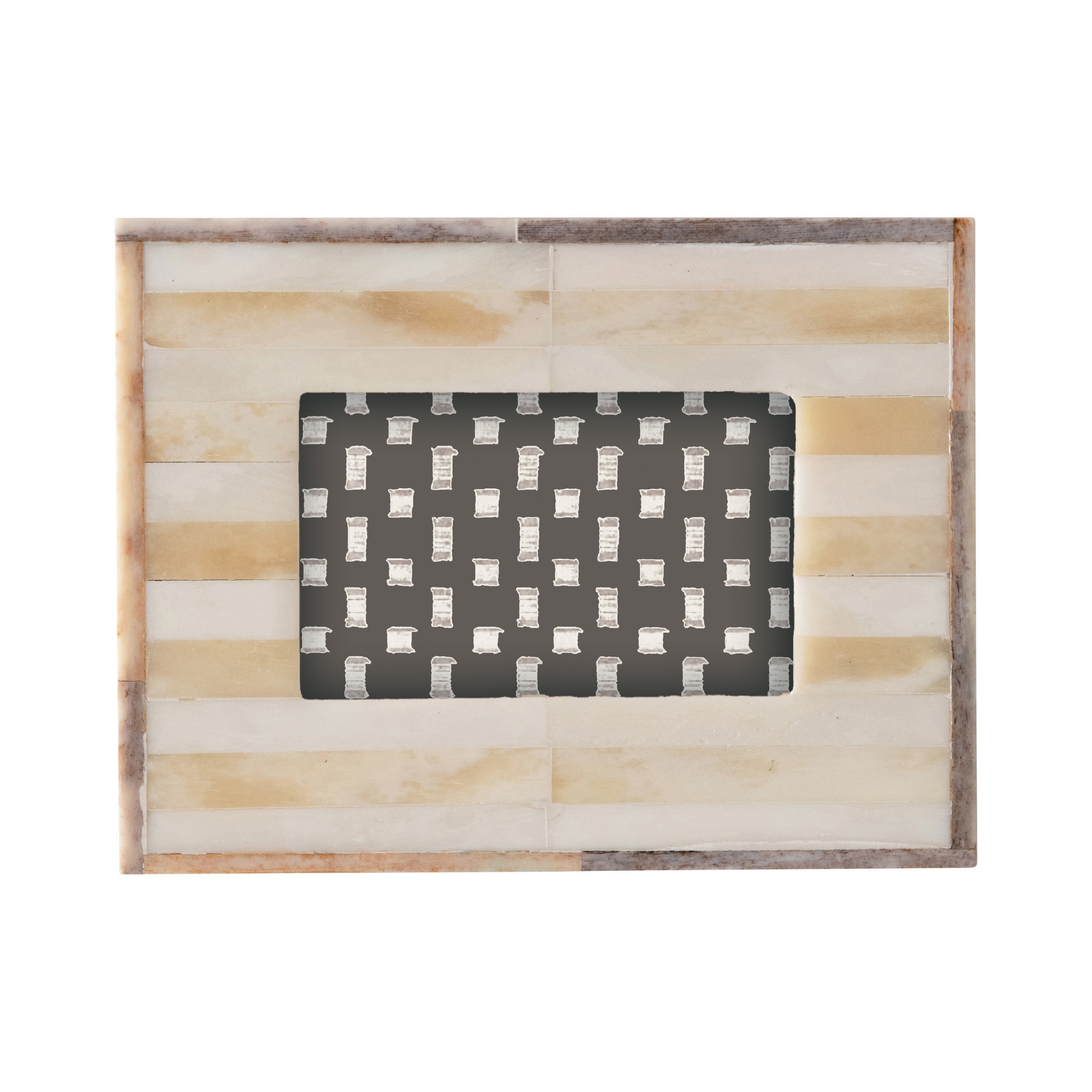 Handmade Two-Tone Bone & MDF Photo Frame, Natural (Holds 2" x 3" Photo) - Image 0