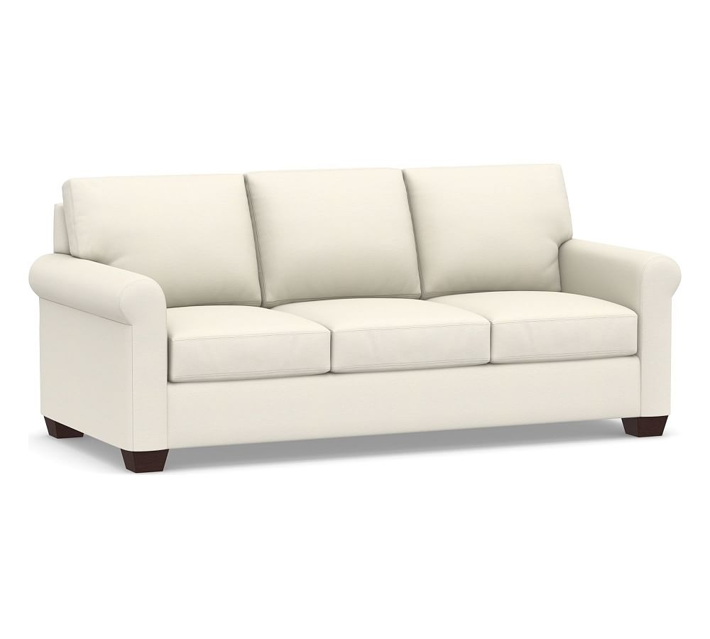 York Roll Arm Upholstered Sofa 82.5" 3X3, Down Blend Wrapped Cushions, Textured Twill Ivory - Image 0