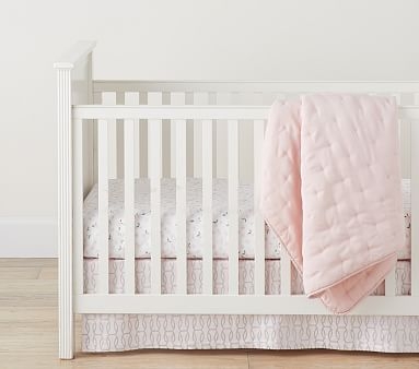 Baby Bedding Bumper Set: Blush Amelia Bumper, BlushTiny Meredith Fitted Crib Sheet, Blush Amelia Cribskirt - Image 5