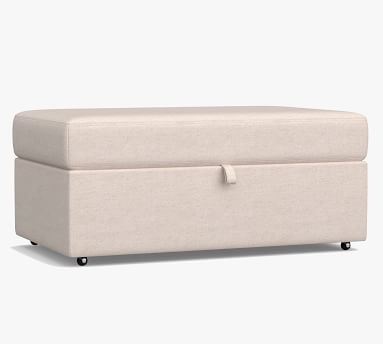 Big Sur Upholstered Storage Ottoman with Pull Out Table, Down Blend Wrapped Cushions, Performance Boucle Pebble - Image 2