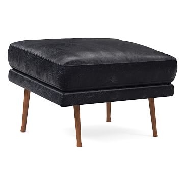 Lucia Ottoman, Poly, Sierra Leather, Licorice, Cool Walnut - Image 0