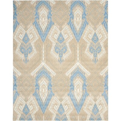 Wyndham Geometric Handmade Tufted Wool Blue/Ivory Area Rug - Image 0