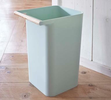 Yamazaki Wood Handle 2.5 Gallon Trash Can, Blue - Image 2