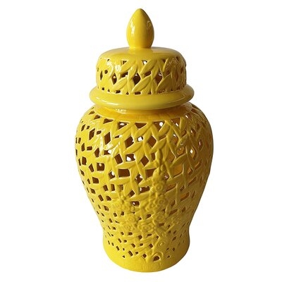 Pierced Yellow Temple Jar 24" - Image 0