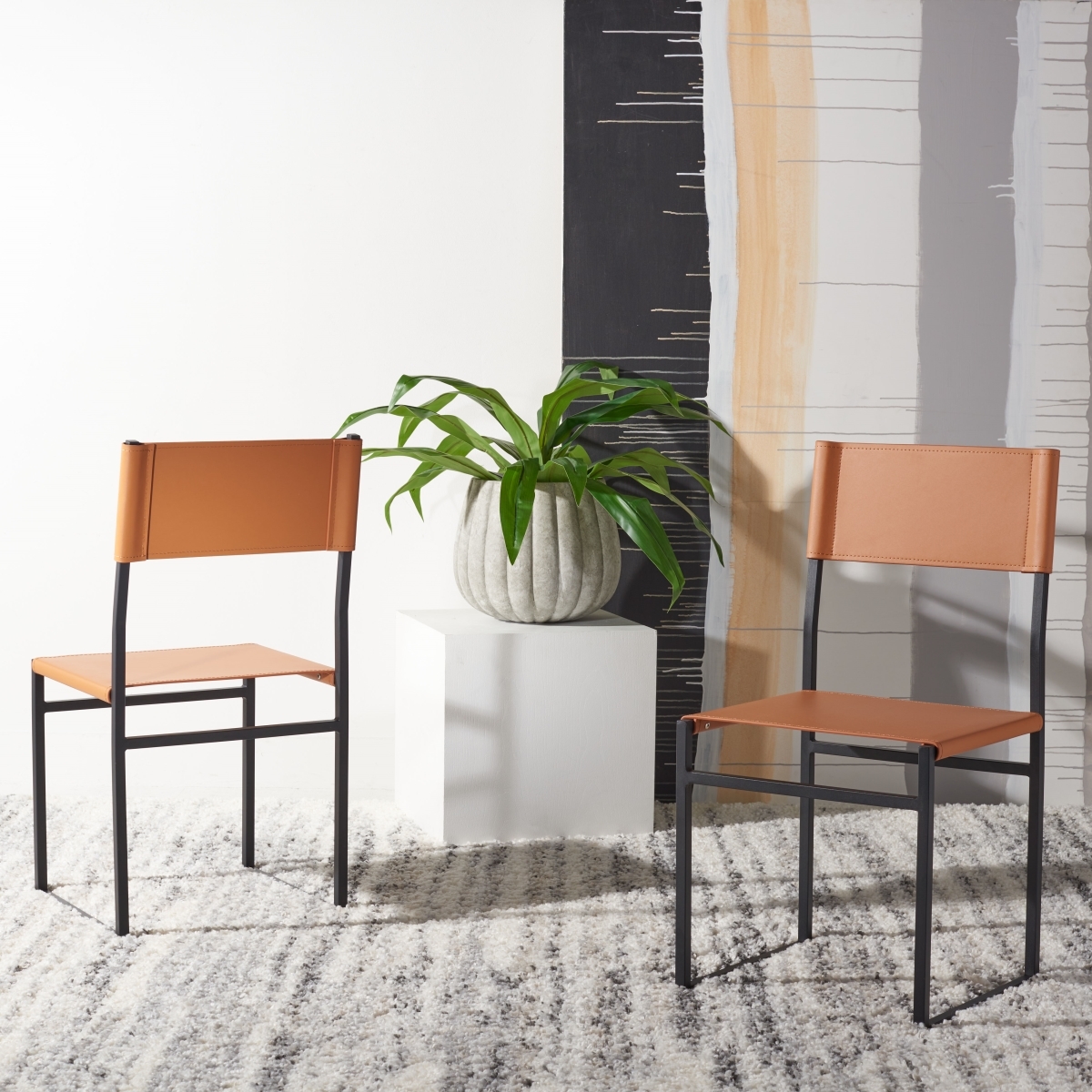 Layne Dining Chair - Cognac / Black - Safavieh - Image 1