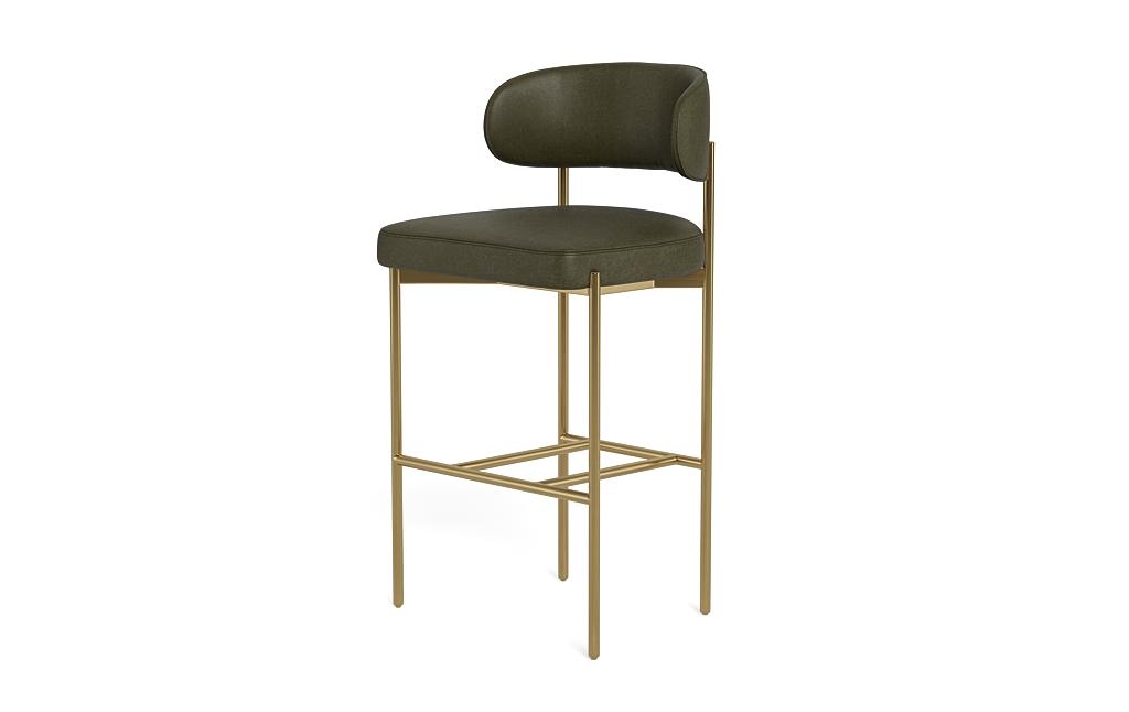 Hollis Leather Metal Framed Upholstered Bar Stool - Image 2