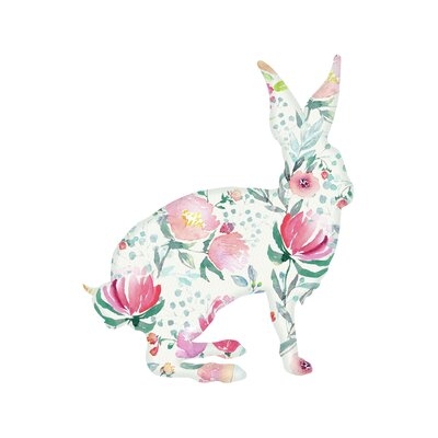 Floral Rabbit Silhouette II - Print - Image 0