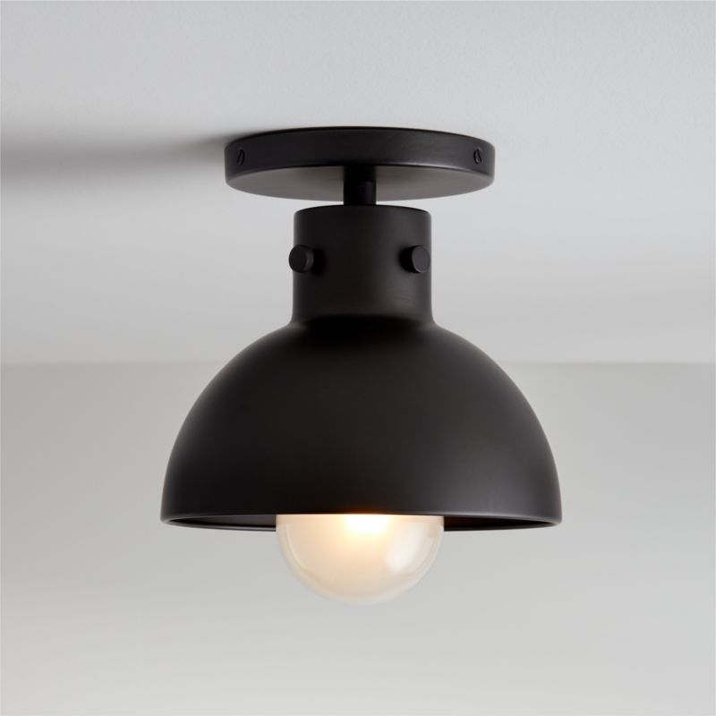 Dakota Black Flush Mount Light with Small Black Dome 7.5" - Image 1