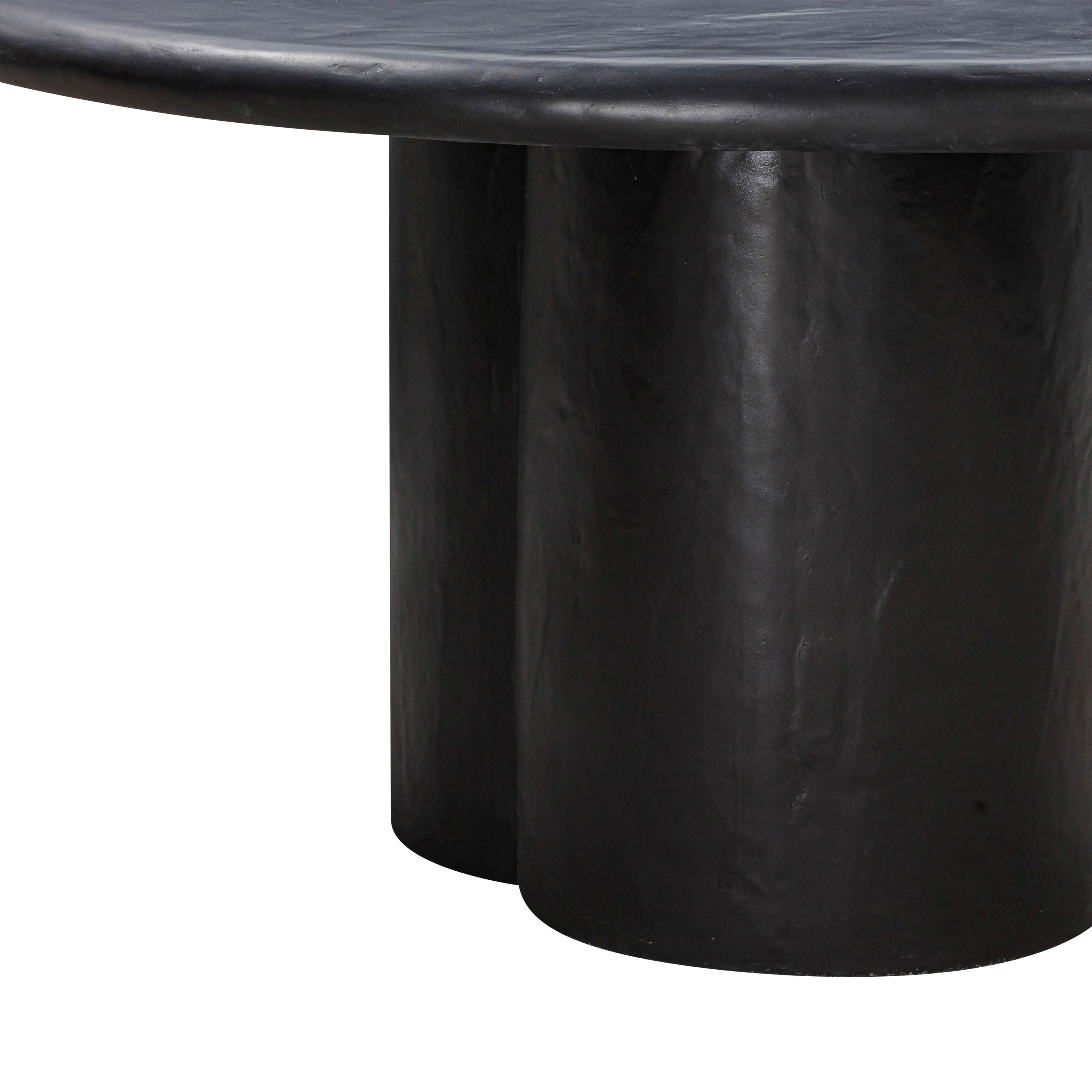 Elika Black Faux Plaster Round Dining Table - Image 3