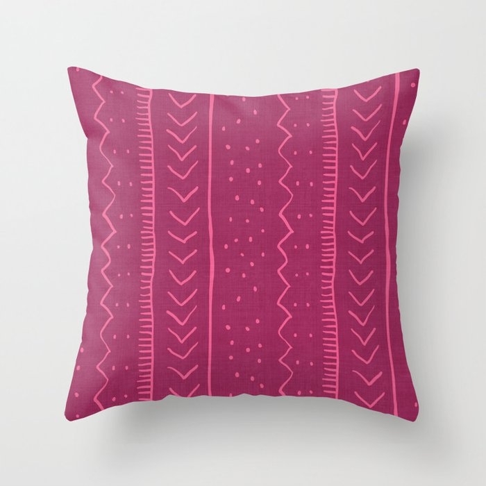 Moroccan Stripe In Magenta Throw Pillow by House Of Haha - Cover (20" x 20") With Pillow Insert - Indoor Pillow - Image 0