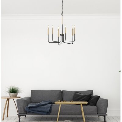 Alphard 6 Light Black And Gold Candlestick Chandelier - Image 1