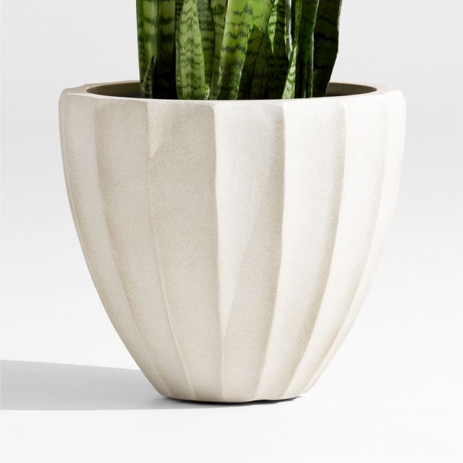 Warren 15.7" x 14.2" Small Warm White Ficonstone Outdoor Planter - Image 0