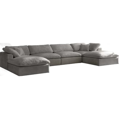Millersburg 158" Wide Velvet Reversible Modular Sofa & Chaise with Ottoman - Image 0