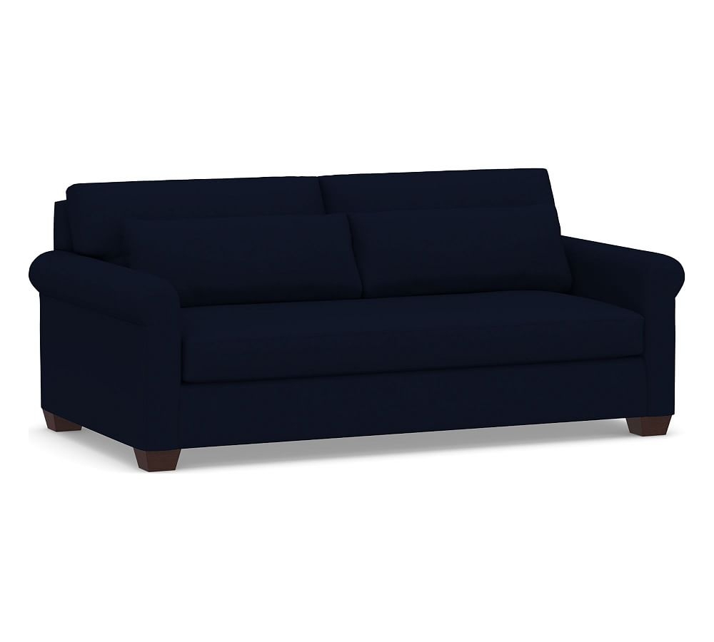 York Roll Arm Upholstered Deep Seat Sofa 83" 2x1, Down Blend Wrapped Cushions, Performance Everydaylinen(TM) Navy - Image 0