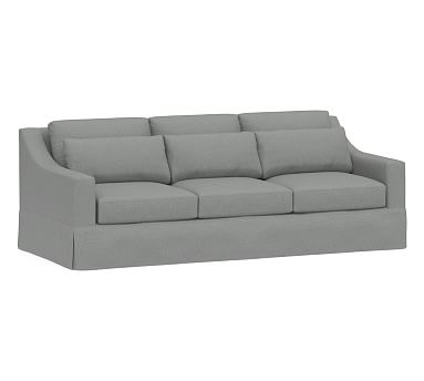 York Slope Arm Slipcovered Deep Seat Grand Sofa 95" 3-Seater, Down Blend Wrapped Cushions, Performance Brushed Basketweave Chambray - Image 0